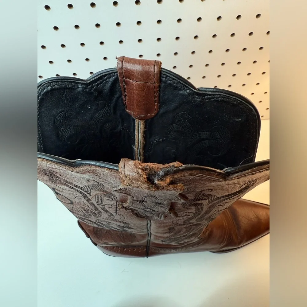 Brown Leather Western Mid-Calf Cowboy Boots - Picture 15 of 16